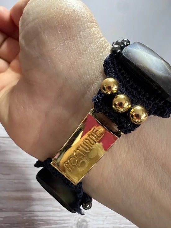 Nocturne chunky beaded Lisa bracelet gold tone bohemian - Picture 4 of 16